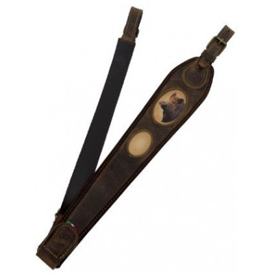 Tracolla carabina "Incantesimi di Cuoio" in pelle marrone (cinghiale)